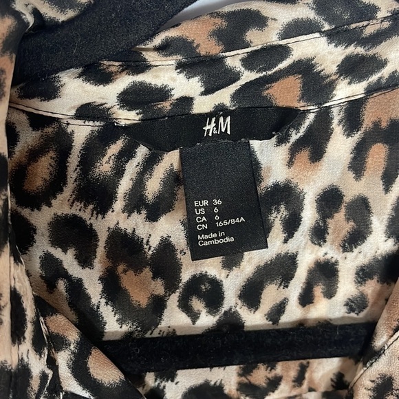 H&M SHEER CHEETAH BUTTON DOWN BLOUSE (6) - Picture 5 of 8